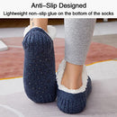 Navy Blue Slipper Socks for Women Men Girls, Fluffy Warm Socks Knitted Thick Fleece Lined Grippers Non Slip Socks Soft Cozy Winter Home House Bed Floor Slipper Socks