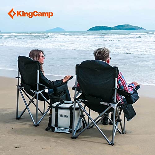 KingCamp Camping Chair Lawn Chair Folding Camping Chairs for Adults Folding Camp Chair With Lumbar Support+Adjustable Armrest+Cooler Bag Cup Holder,Side+Head Pocket,For Picnic, Camp,Fishing,Max 353lbs