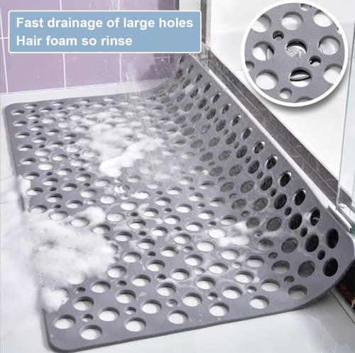 Non Slip Bath Mat Shower Mats Anti Mould for Bathroom and Bathtub 75 x 43 cm Shower Mat with Large Suction Cup Antibacterial Rubber Bathtub Mat with Drain Holes