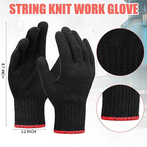 100 Pairs Work Gloves Cotton Glove Liners for Bbq String Knit Gloves Polyester Safety Gloves for Cooking,Grilling,Gardening (Black)