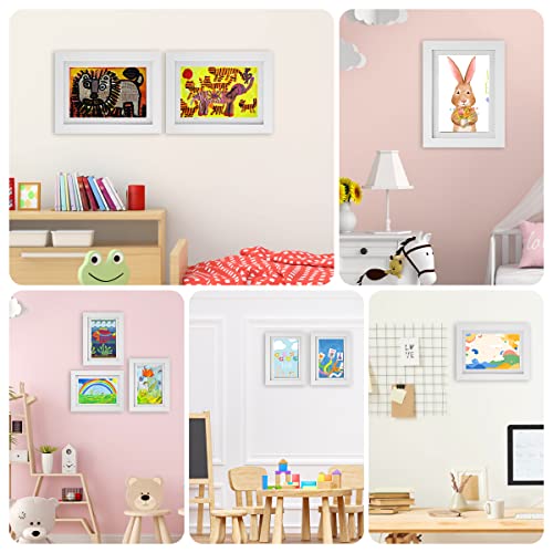 2 Pack Kids Artwork Picture Frame, Kids Art Frames Front Opening A4 Children Art Projects Kids Artwork Display Frame Picture Frame Hold up to 150 Artworks for Crafts Drawing (2*White)