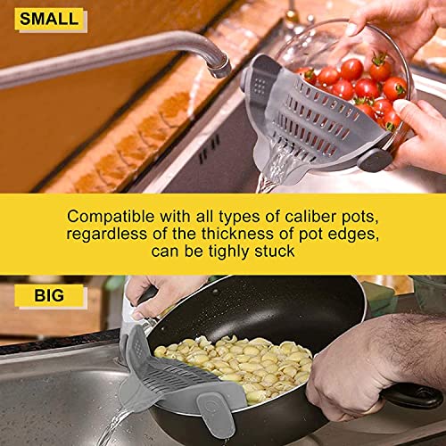 Clip On Strainer Silicone,1Pc Silicone Clip-on Stew-Pan Strainer,Snap Strainer Clip on Strainer,Food Strainer Snap Strainer Clip On Silicone Colander MeshStrain Drainer,Pot Strainer and Pasta Strainer