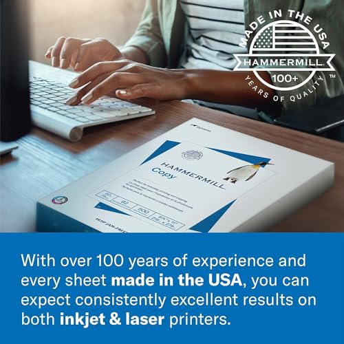 Hammermill Premium Laser Print 32lb Copy Paper, 8.5 x 11, 1 Ream, 500 Sheets, Made in USA, Sustainably Sourced from American Family Tree Farms, 98 Bright, Acid Free, Laser Printer Paper, 104646R