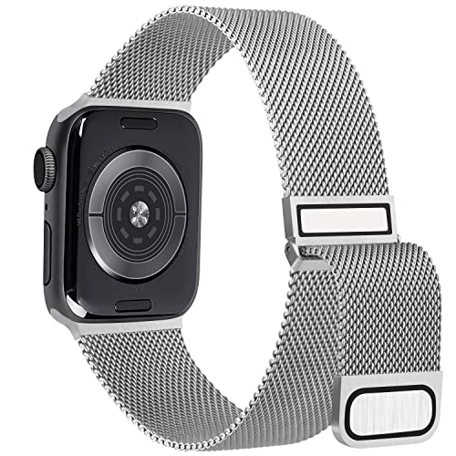 Metal Stainless Steel Bands for Apple Watch Bands 38mm 40mm 41mm 42mm 44mm 45mm, Loop Magnetic Milanese Mesh Strap for iWatch Series 9 8 7 6 5 4 3 2 SE