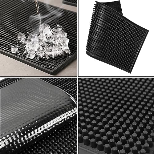 Proxima Direct Bar Mat, 12" x 6" PVC Black Drink Coasters Square Service Mat for Coffee, Home, Bars, Restaurants and Counter Top（30x15CM）