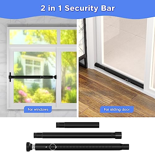 Sliding Door Security Bar, 2 in 1 Patio Door Security Bar Window Security Lock, 16 to 51Inch Adjustable Child Proof Window Security Bars Heavy Duty Sliding Glass Door Lock Bar