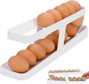 Egg Holder for Refrigerator, 2023 New Auto Rolling Egg Organiser Egg Storage, 2 Layer Fridge Egg Trays, Space Saving Egg Tray for Fridge Storage-1Pack