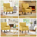 Yaheetech Modern Armchair, Mid Century Accent Sofa Chair with Sturdy Wood Legs and High Back, Upholstered Fabric Sofa Club Chair for Living Room/Bedroom/Office, Yellow