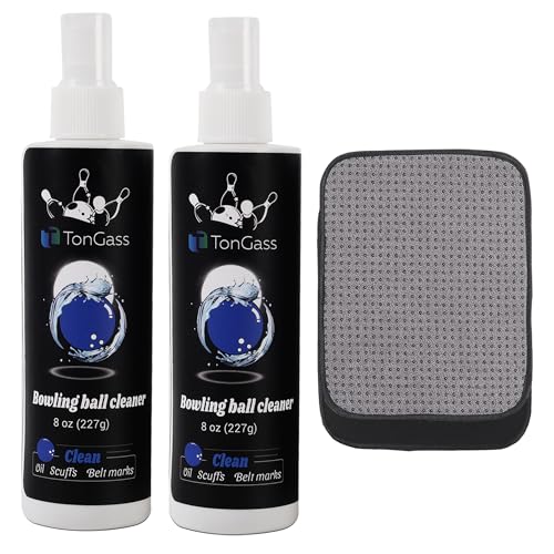 TonGass (2+1 Pack Bowling Ball Cleaner Spray Kit with Bowling Towel Portable Bowling Cleaner Set Bowling Accessories Oil Scuff Mark Cleaner Restores Tack and Prolongs Lifespan of Ball