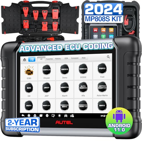 Autel MaxiPRO MP808S PRO Ver. w/ 11 OBD Adapters, 2-Year Free Update, 2024 Advanced ECU Coding Bidirectional Scan Tool, Same as MP900/ MS906S, Upgraded of DS708 DS808 MP808 30+ Service, Work w/ MV108S