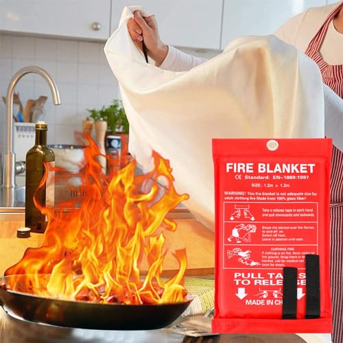 Jerify 16 Pack Fire Blanket for Home Emergency Fire Blanket 47 x 47 Inch Kitchen Fire Suppression Blanket Fiberglass Fire Blanket Flame Retardant Protection and Heat Insulation (Red)