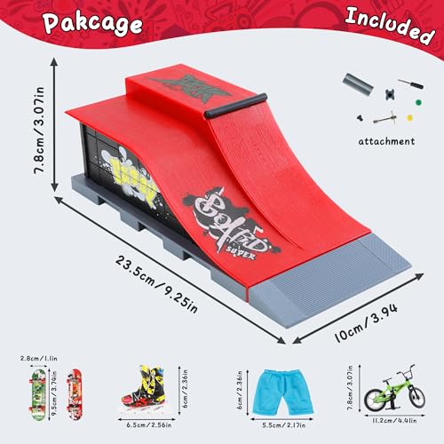 BROKIG Decktoy Finger Skateboard Sets,Fun Fingerboard Skatepark Kit Mini Finger Boards - Finger Training Toys for Kids Boys Gifts or Adult Party Toys (HB-001)