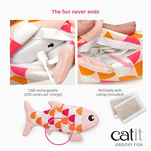 Catit Groovy Fish Interactive Cat Toy with Catnip, Blue