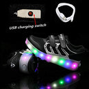 ZCOINS Boy Girl Roller Shoes with Light Flashing Wheels Skate Sneaker for Kids Teens Black Size: 2 Little Kid