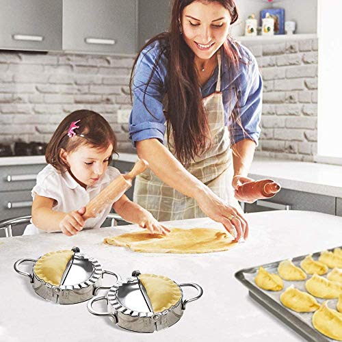 [13 Pieces Upgraded] 6 Pieces Ravioli Maker Cutter Stamp Set with Wooden Handle Four Shapes and 7 Pieces Stainless Steel Dumplings Maker Three Sizes–For Ravioli, Pasta, Dumplings, Lasagna, Pierogi