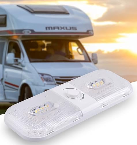 ANYPOWK 12 Volt LED Caravan Lights with ON/Off Switch - Cold White 6500K 8W 600LM, Interior Lighting for RV Motorhome Van Trailer Camper Boat