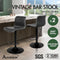 ALFORDSON Bar Stool Remy 2X Swivel Kitchen Barstools with Height Adjustable Gas Lift Leather Counter Dining Chairs with Footrest & Floor Protector Vintage Fabric in Dark Grey Colour