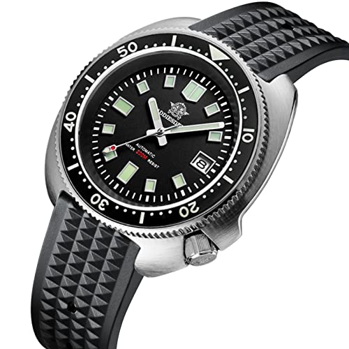 ADDIESDIVE Automatic Dive Watch for Men with Waffle Soft Rubber Diving Band Black Dial Waterproof 200M