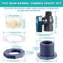 Mudder PVC Spigot Rain Barrel Faucet Kit 3/4 Inch PVC Rain Barrel Valve with Bulkhead Fitting and Hose Adapter, Rain Barrel Garden Spigot Kit for Aquariums Water Tanks Pools