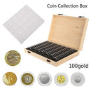 100 Grids Coin Collection Box Wooden Coins Storage Case Commemorative Coin Holder Container Protection Organizer Box