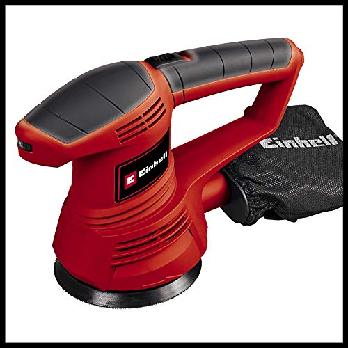 Einhell 4462165 Random Orbital Sander | TC-RS 38E Electric Sander, 380W, Eccentric Rotary Motion, 26000/Minute Oscillating Speed, Integrated Dust Extraction | Includes P80 Sanding Paper, Red