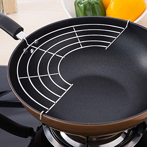 Wok Rack, Kitchen Storage, Kitchen, Wok, Frying Pan, Pot, Stainless Steel Shelves, Food Cooling Rack (Large) (Large) Oil Drain Rack for Frying, Food Strainers (Large Size)