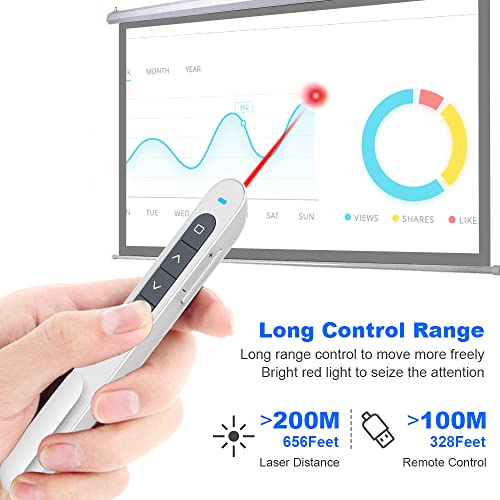 NORWII N27 Presenter Laserpointer Präsentationsfernbedienung PowerPoint PPT Clicker mit USB Fernbedienung für PPT/Keynote/OpenOffice/Windows/Mac OS/Android/Linux (Weiß)