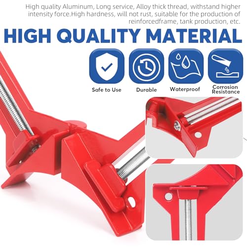 Glarks 4Pcs 90 Degree Right Angle Clamp, Corner Clamp for Woodworking, Adjustable Corner Square Clamp for DIY Fish tanks Picture Frames Glass Holder