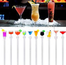 LALOCAPEYO 10 Pack Swizzle Sticks Acrylic Colorful Cocktail Drink Stirrer Clear Shafts for Chocolate Ice Tea Milk Juice for Bars Cafes Restaurants Home