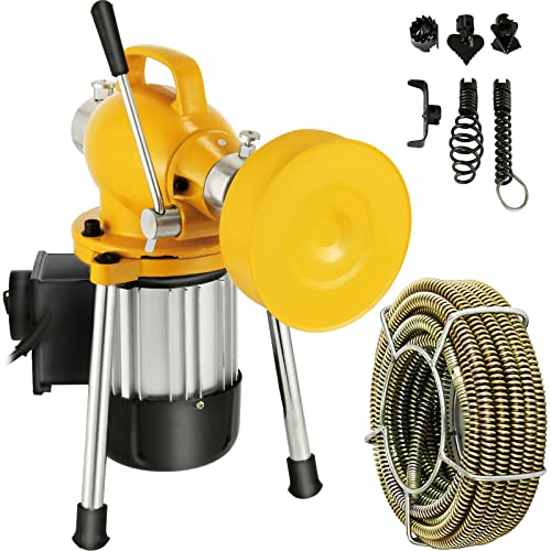 Mophorn Drain Cleaner Machine 66Ft x2/3Inch, Electric Drain Auger with 2 Cables for 3/4" to 4" Pipes, Electric Drain Cleaner with Autofeed Function & 6 Cutters for Toilet Sewer Bathroom Sink Shower