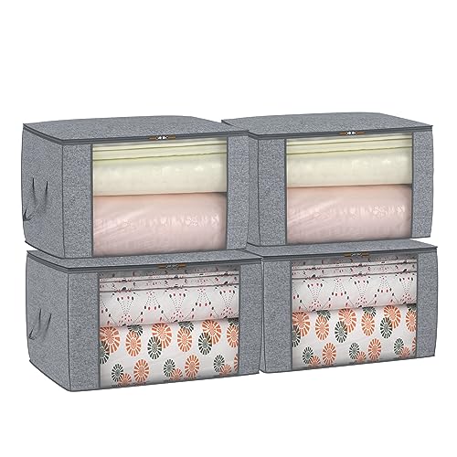 Ufurniture 75L Under Bed Storage Bag,3Pcs Foldable Underbed Storage Organizer Containers with Clear Window, Reinforced Handles,Zippers