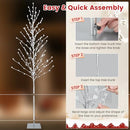 Costway 155 CM Lighted Birch Tree, Artificial Christmas Twig Tree with 168 Warm-White LED Lights, Metal Stakes, Indoor & Outdoor Christmas Holiday Party Decor, Xmas Birch Tree for Porch Home Store