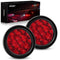 Nilight - TL-18 2PCS 4" Round Red LED Trailer Tail Lights w/Surface Mount Grommet Plugs IP67 Stop Brake Turn Tail Lights for Truck Trailer RV Jeep