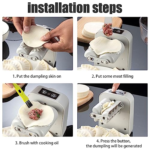 6Pcs 2 Mode Dumpling Maker Machine Automatic Dumpling Maker Household Dumpling Maker Press Reusable Electric Dumpling Machine with Spoon Brush Dumpling Making Tool with 2 Cutters for Kitchen Home