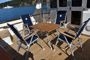 FORMA MARINE Boat Chairs High Back Navy Blue Deck Folding Marine Aluminum Teak Furniture Set of 2 M150NB