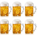 Peohud 6 Pack Plastic Beer Mugs, 20 Oz Beer Stein Glasses with Handle, Clear Large Beer Drinking Cups for Bar, Cocktail, Alcohol, Beverages, Milk, Juice, Soda