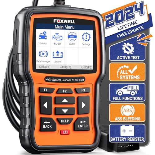 FOXWELL NT510 Automotive OBD2 Scanners Code Reader for BMW Full System Car Diagnostic Scan Tool with Car Engine, Transmission, SRS, ABS, EPB, Oil Reset, DPF, SAS and Battery Registration