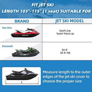 Upgraded Fade and Crack Resistant Trailerable Jet Ski Cover, Heavy-Duty Waterproof and UV Protection PWC Cover,Jetski Watercraft Cover with Reflective Strips Black Fits from 103"-115"(1 or 2 Seater)