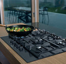 Hisense GM773XF 75cm 5 Burners Built-in Gas Hob with Easy Clean Surface, Wok Burner - Stainless steel