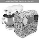 Ambesonne Tattoo Stand Mixer Cover, Monochrome Pattern with Floral Abstract Butterflies in Filigree Style Spiral Wings, Kitchen Appliance Organizer Bag Cover with a Pocket, 6-8 Quarts, Black and White