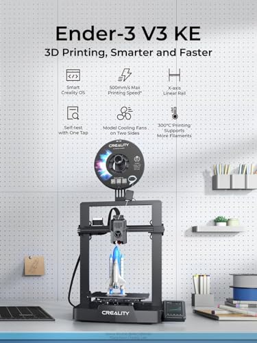 Creality Ender 3 V3 KE 3D Printer 500mm/s Max High-Speed, Creality 3D Printers with Auto Leveling, Upgraded Sprite Direct Extruder Supports 300℃ Printing and Dual Z-axis for Beginners