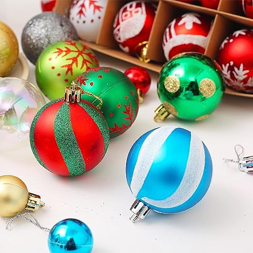 (42 Pcs) Christmas Decorations,Christmas Tree Balls Ornaments,ZANZER Christmas Baubles,Shiny Printed Decorative Balls Christmas Tree Ornaments Pinecone Pendants Christmas Decor