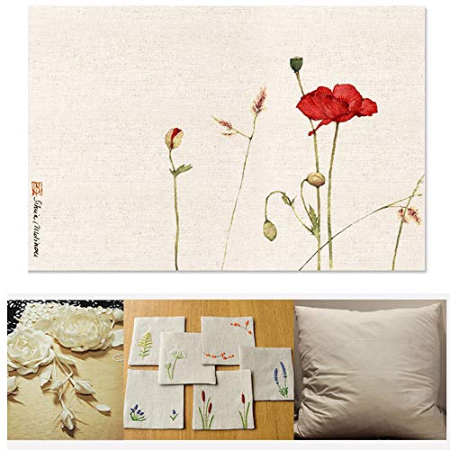 MWELLEWM 7 Pcs/Set Linen Cloth Needlework Fabric Solid Colour Cloth Garments Crafts Accessories Square Embroidery Cloth (50 * 50CM)…