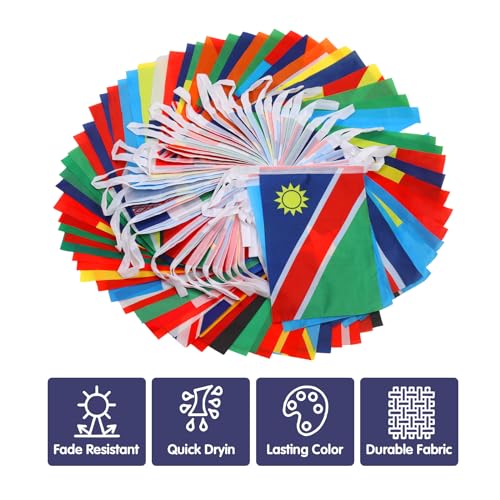 100 Countries String Flag, 82 ft International Flags Bunting Banner, World Flag Banner Decoration for School, Sports Events, Grand Opening, Party