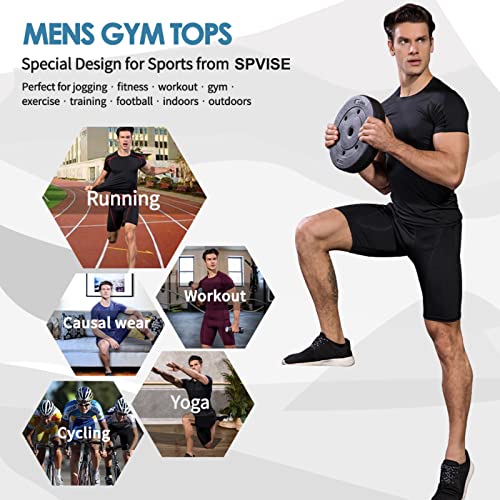 Men's Compression Shirts Short Sleeve Workout Gym T-Shirt Running Tops Cool Dry Sports Base Layer Athletic Undershirts, 3pcs