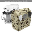 Ambesonne Modern Stand Mixer Cover, Contemporary Coffee Cups Polka Dots and Beans Roasted Graphic Design, Kitchen Appliance Organizer Bag Cover with Pockets, 6-8 Quarts, Cream and Brown