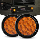 Nilight 2Pcs LED Trailer Tail Lights 4Inch 12LED Round Amber Turn Signal w/Surface Mount Grommet Plugs IP67 Park Stop Brake Marker Light for RV Truck Trailer Jeep UTE UTV 12V