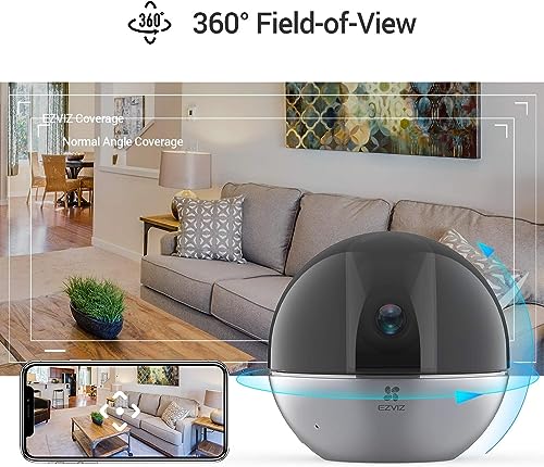 EZVIZ Indoor Security Camera, 2k+ PTZ IP WiFi Camera, 360 Pan Tilt, Baby/Pet Monitor, AI Human Detection, Night Vision, 4X Auto-Zoom, 2-Way Talk, Motion Tracking, Alexa, Google Assistant C6W 4MP
