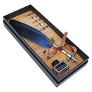 Feather Quill Pen Set, Retro English Calligraphy Dip Pen With 5 Alloy Nibs Antique Set Luxury Vintage Signature Lightweight Writing Ink Stationery Gift Box for Friend Teacher Family(Blue)