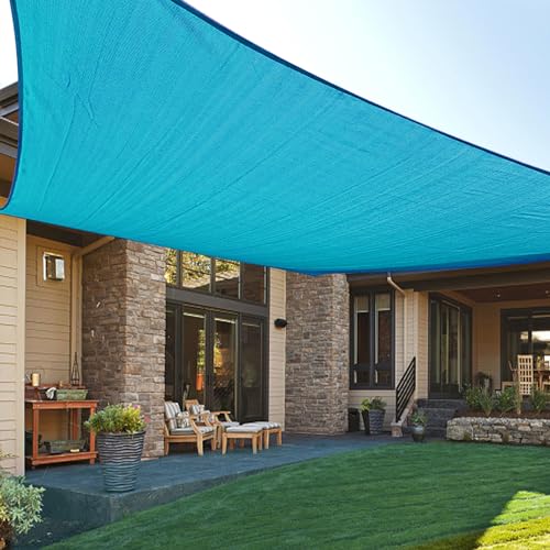 LOVE STORY 16'x20' Rectangle Turquoise Blue Sun Shade Sail Canopy UV Block Awning for Outdoor Patio Garden Backyard